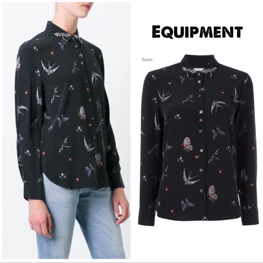 Equipment embellished dragonfly insect blouse